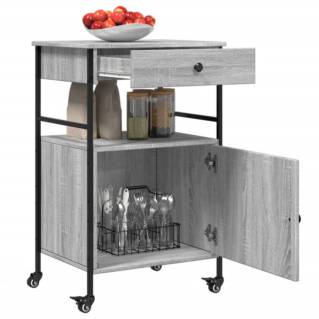 Chariot de cuisine gris Sonoma 56x43x89,5 cm en bois