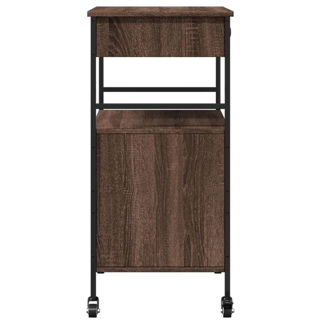 Desserte de cuisine aspect chêne marron 56x43x89,5 cm en bois