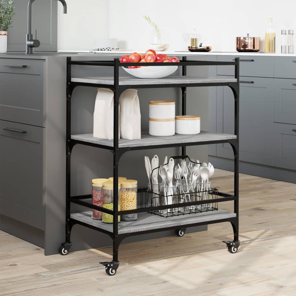 Chariot de cuisine gris Sonoma 65x40x86,5 cm en bois