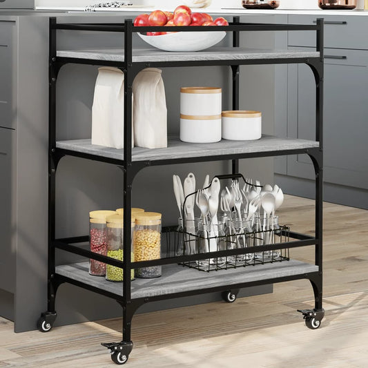 Chariot de cuisine gris Sonoma 65x40x86,5 cm en bois