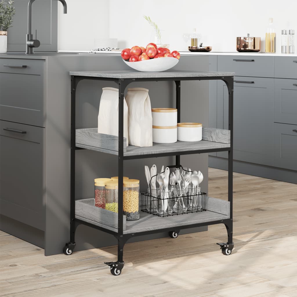 Chariot de cuisine gris Sonoma 60x41x80,5 cm en bois