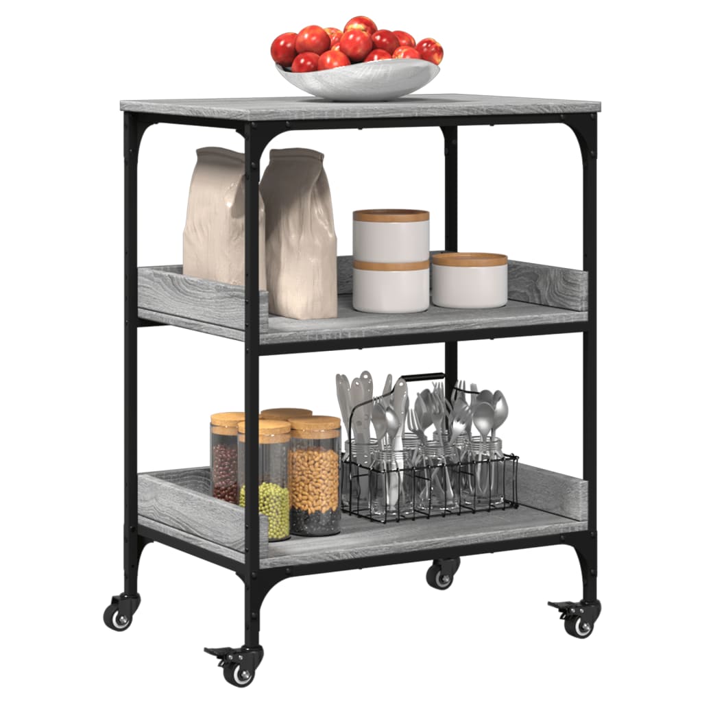 Chariot de cuisine gris Sonoma 60x41x80,5 cm en bois