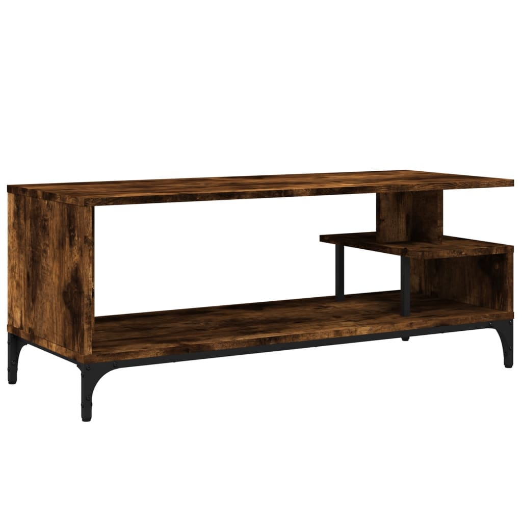 Meuble TV chêne fumé 102x40x41 cm en bois et acier