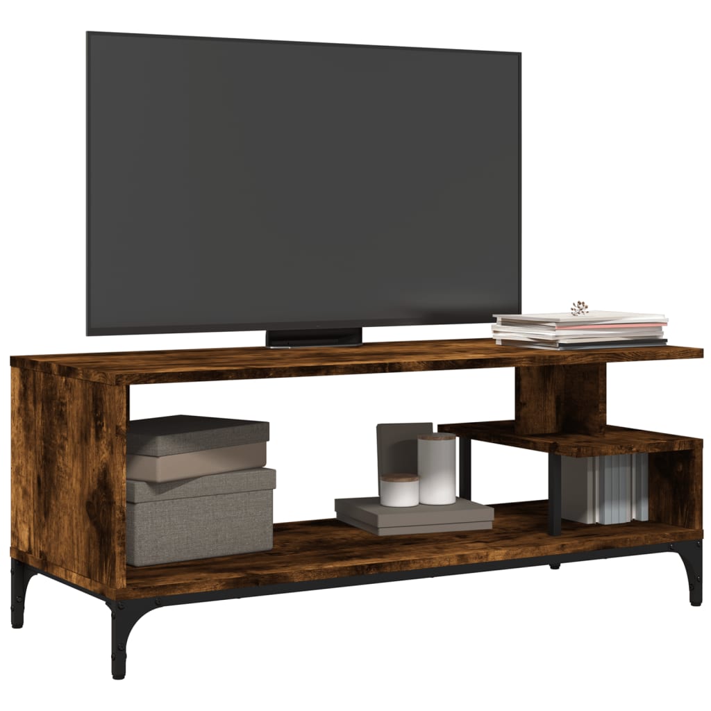 Meuble TV chêne fumé 102x40x41 cm en bois et acier