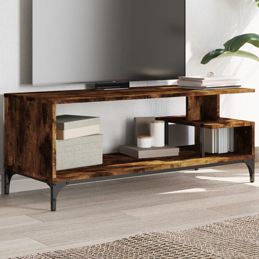Meuble TV chêne fumé 102x40x41 cm en bois et acier