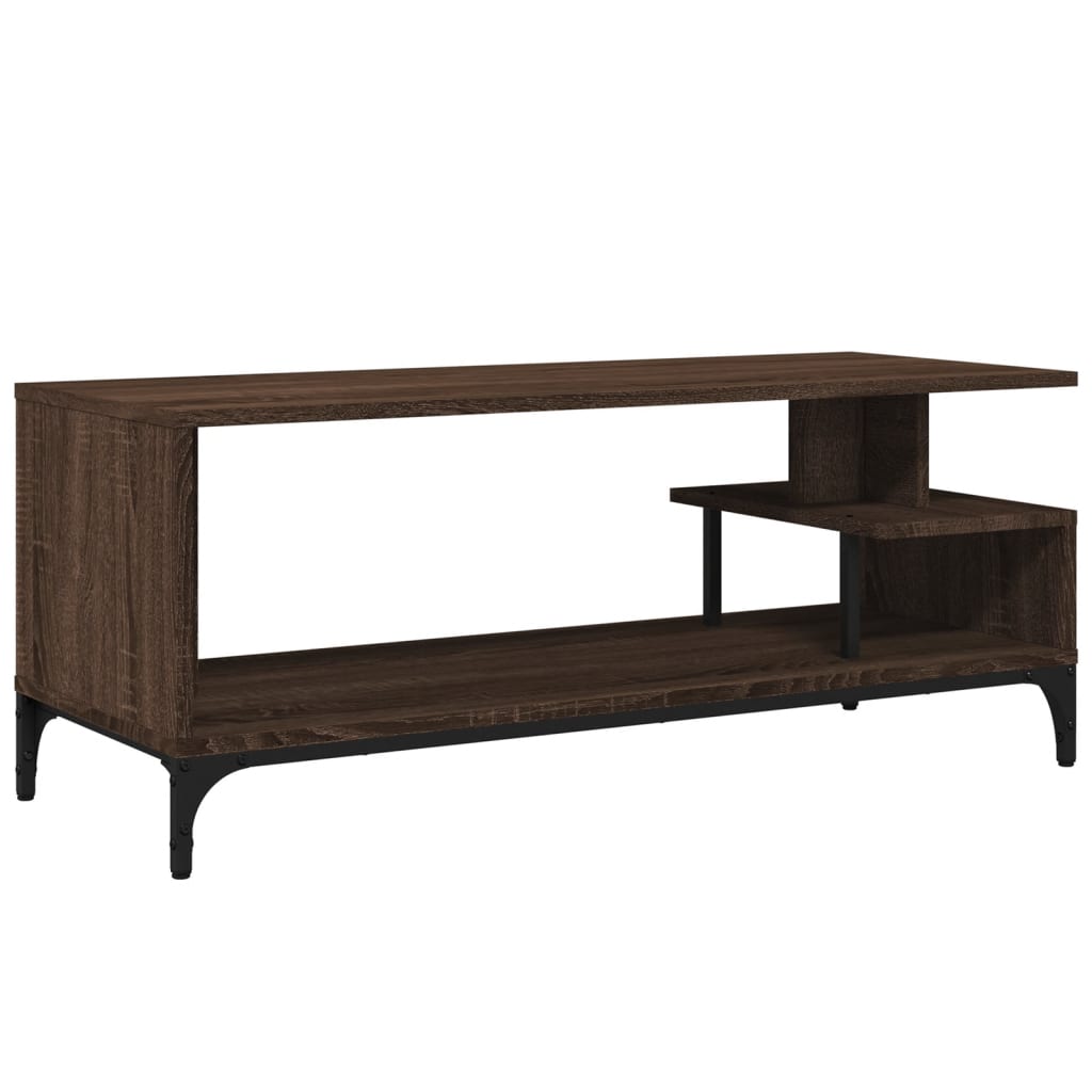 Meuble TV aspect chêne marron 102x40x41 cm matériau bois acier