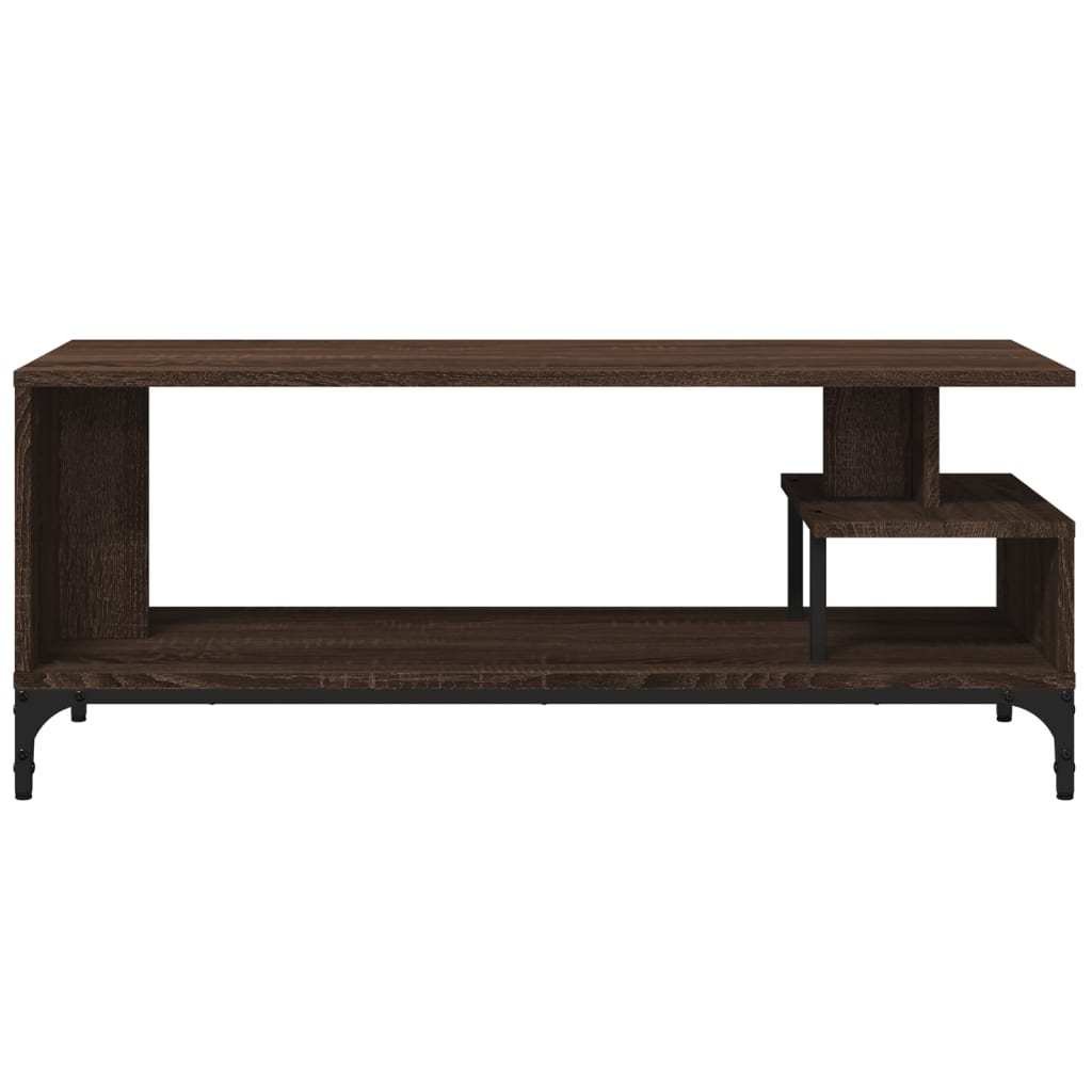 Meuble TV aspect chêne marron 102x40x41 cm matériau bois acier