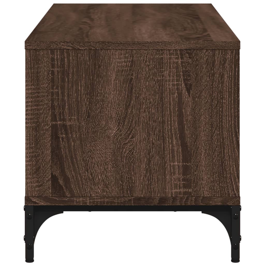 Meuble TV aspect chêne marron 102x40x41 cm matériau bois acier