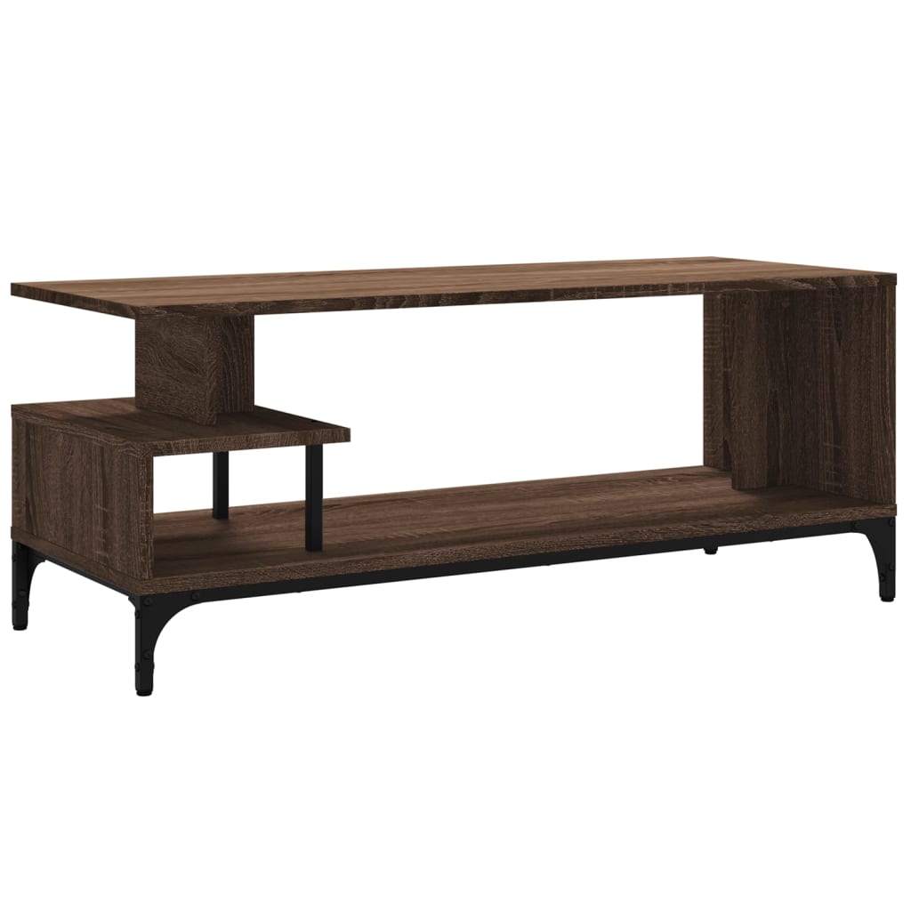 Meuble TV aspect chêne marron 102x40x41 cm matériau bois acier