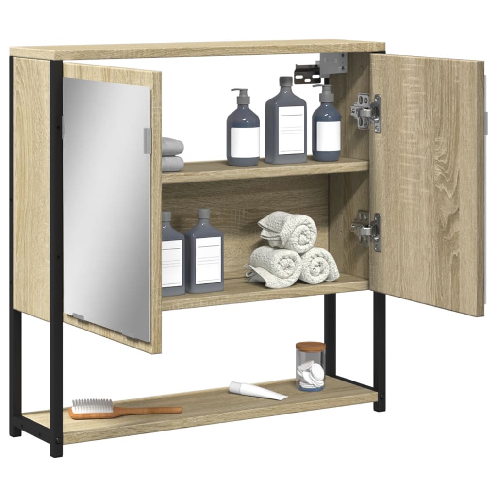 Armoire de toilette avec miroir chêne Sonoma 60x16x60 cm matériau bois