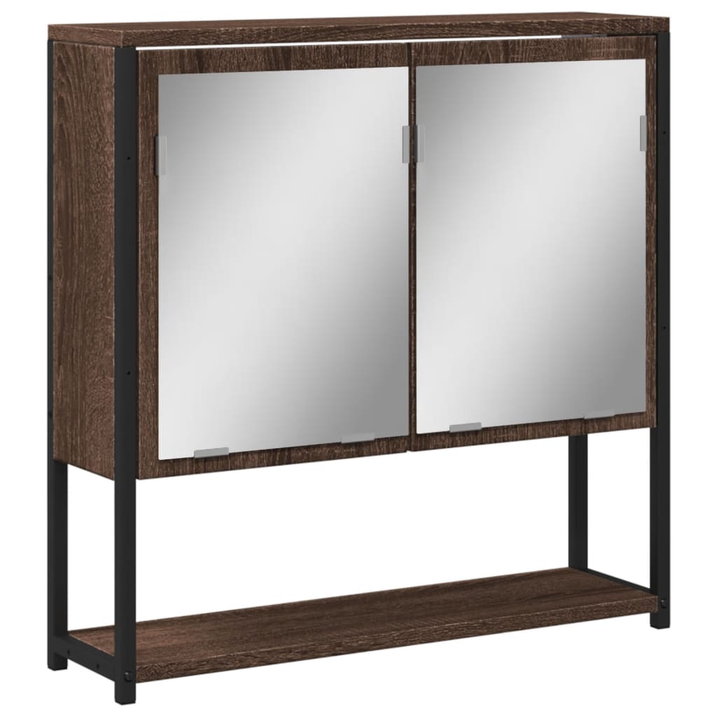 Armoire de toilette avec miroir aspect chêne marron 60x16x60cm matériau bois