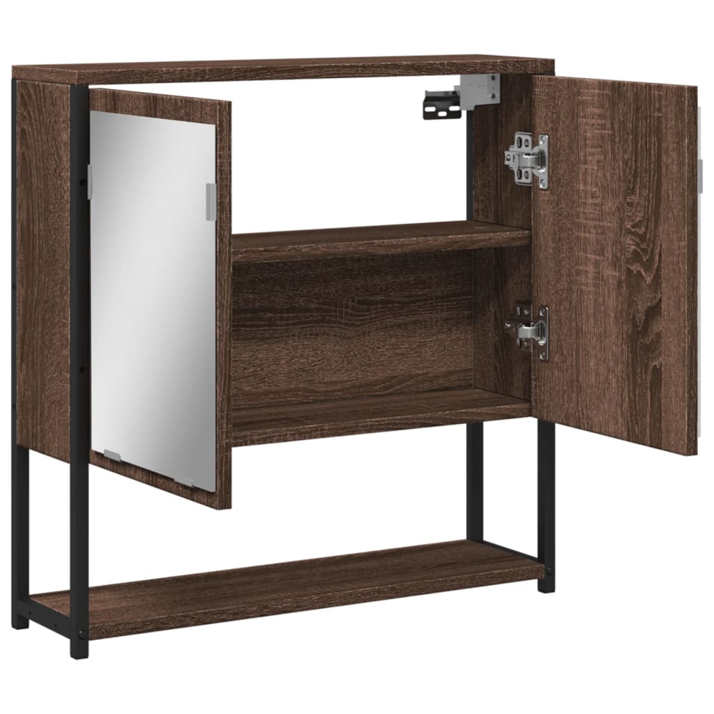 Armoire de toilette avec miroir aspect chêne marron 60x16x60cm matériau bois