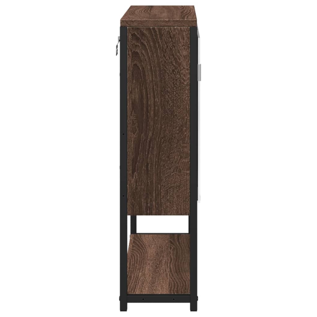 Armoire de toilette avec miroir aspect chêne marron 60x16x60cm matériau bois