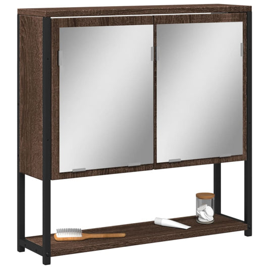 Armoire de toilette avec miroir aspect chêne marron 60x16x60cm matériau bois