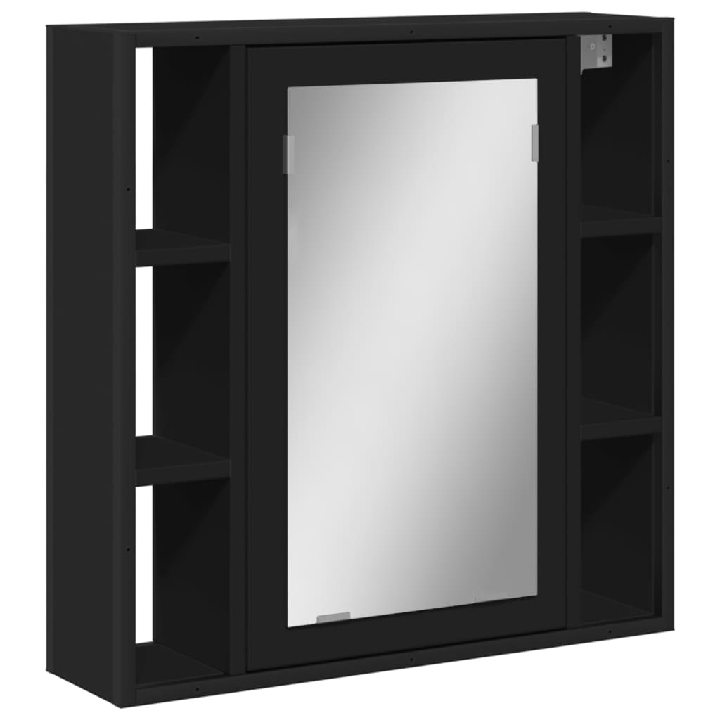 Armoire de toilette avec miroir noir 60x16x60 cm en bois