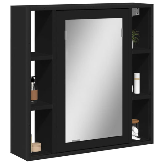 Armoire de toilette avec miroir noir 60x16x60 cm en bois