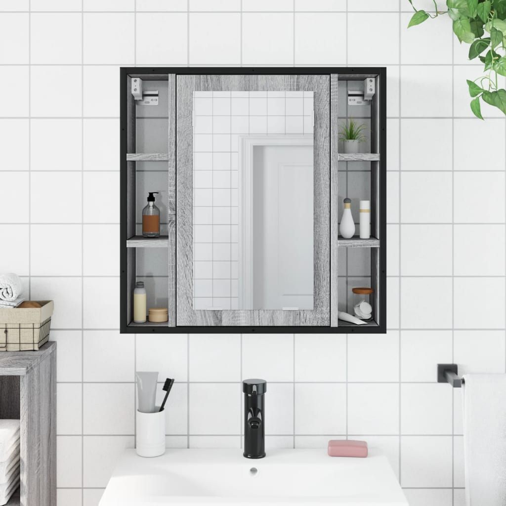 Armoire de toilette avec miroir gris Sonoma 60x16x60 cm en bois