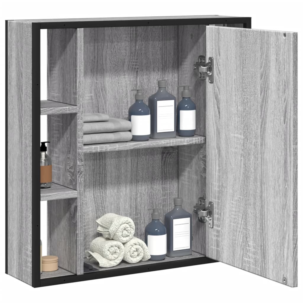 Armoire de toilette avec miroir gris Sonoma 60x16x60 cm en bois