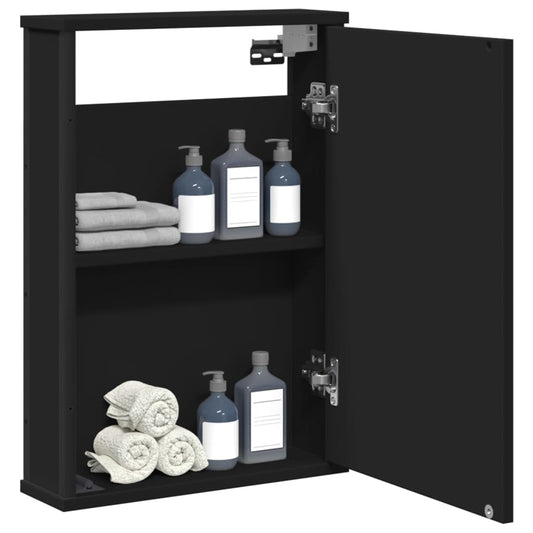 Armoire de toilette avec miroir noir 42x12x60 cm en bois