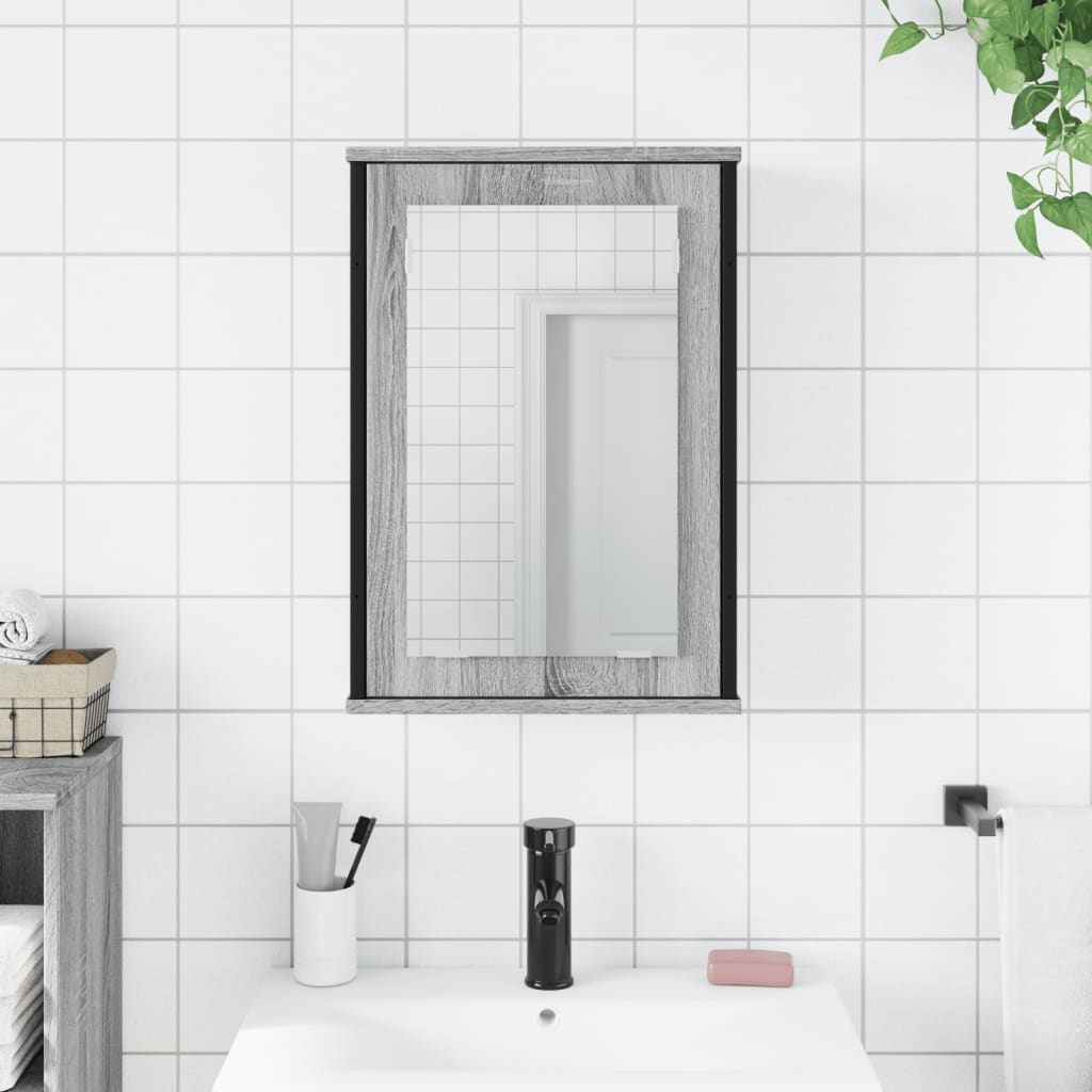 Armoire de toilette avec miroir gris Sonoma 42x12x60 cm en bois