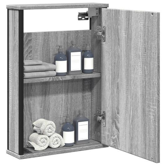 Armoire de toilette avec miroir gris Sonoma 42x12x60 cm en bois