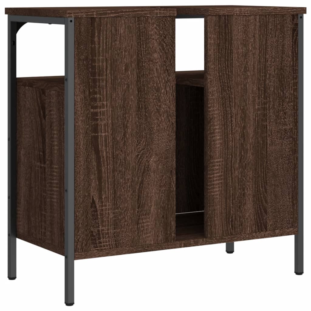 Meuble vasque aspect chêne marron 60x30x60 cm