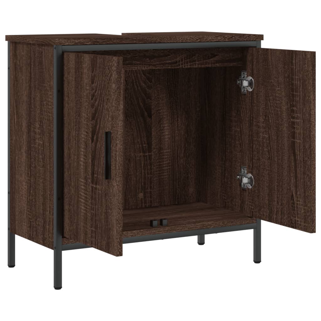 Meuble vasque aspect chêne marron 60x30x60 cm