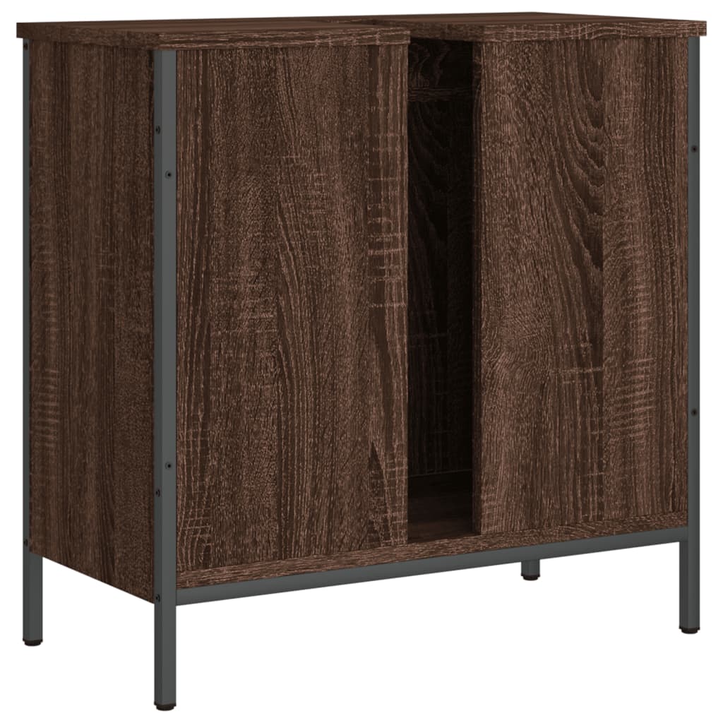 Meuble vasque aspect chêne marron 60x30x60 cm