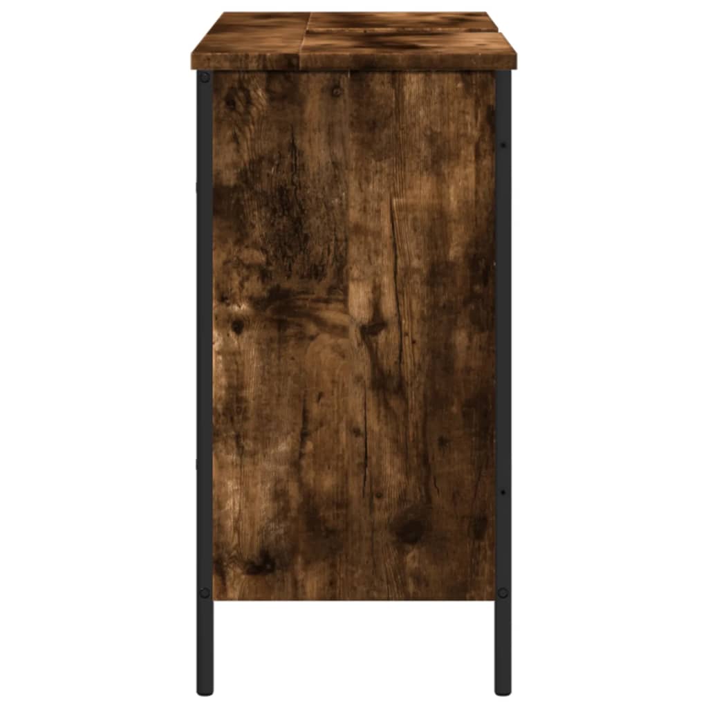 Meuble sous évier chêne fumé 80x30x60 cm en bois