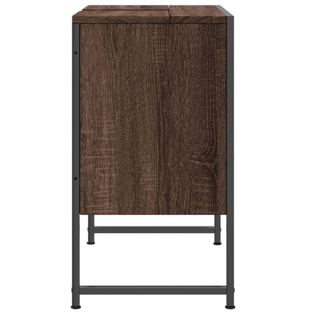 Meuble sous lavabo aspect chêne marron 60x33x60 cm