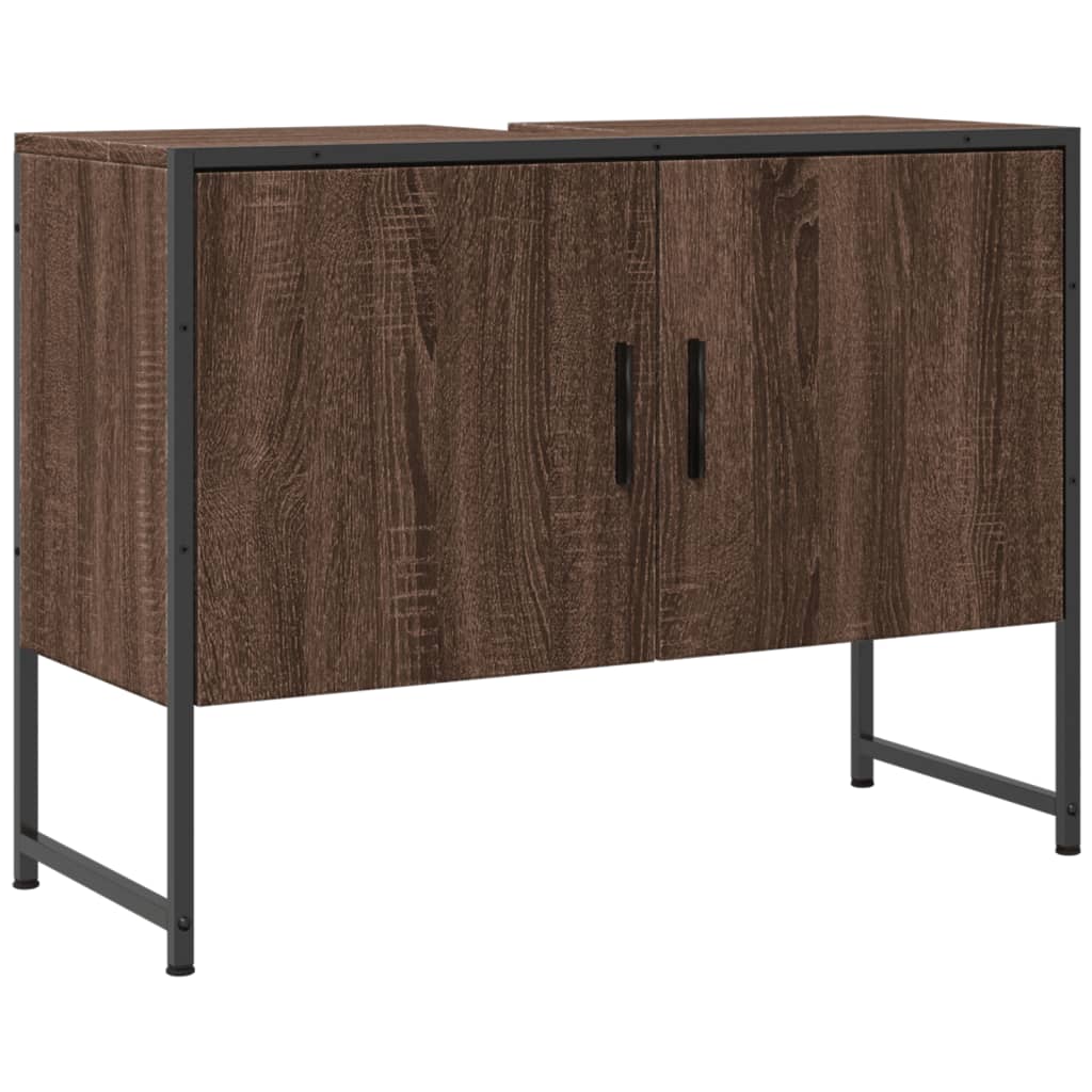 Meuble vasque aspect chêne marron 80x33x60 cm