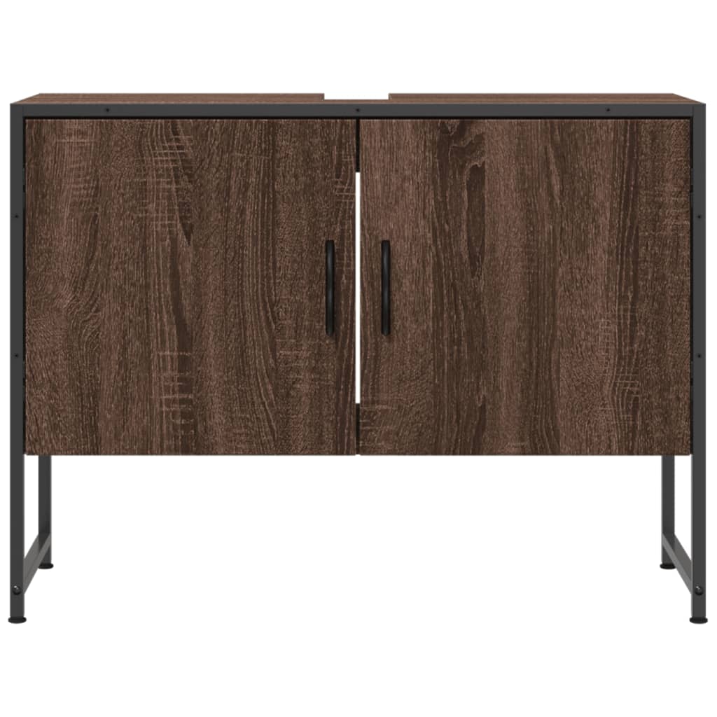 Meuble vasque aspect chêne marron 80x33x60 cm