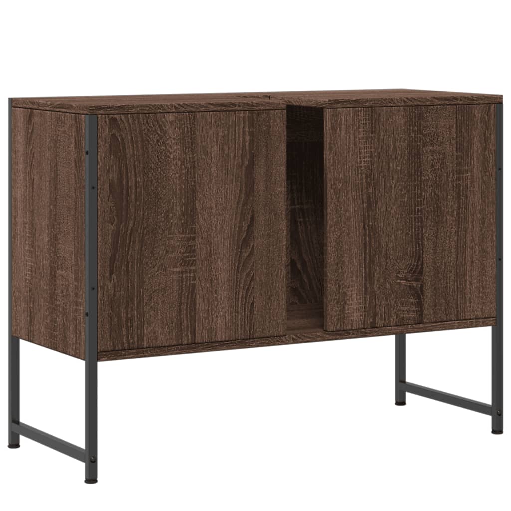 Meuble vasque aspect chêne marron 80x33x60 cm