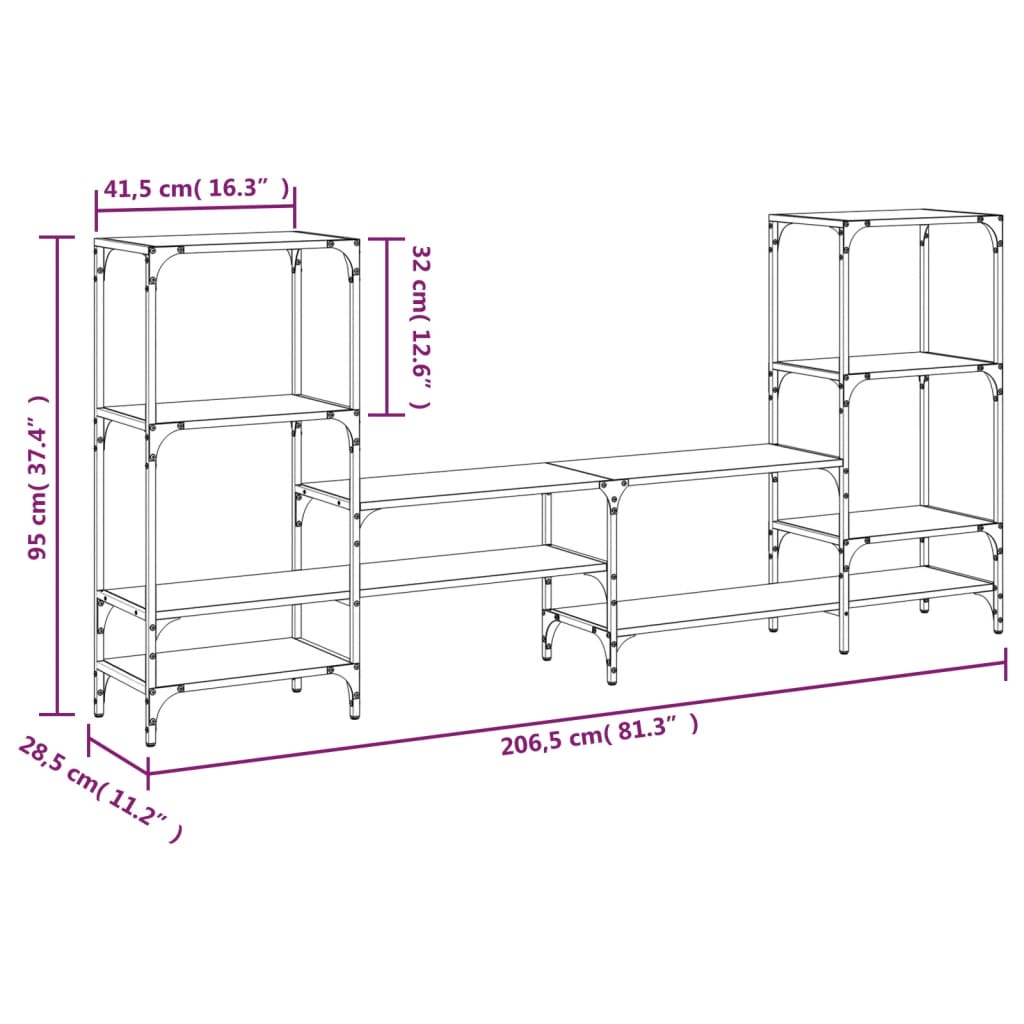 Meuble TV chêne Sonoma 206,5x28,5x95 cm matériau bois