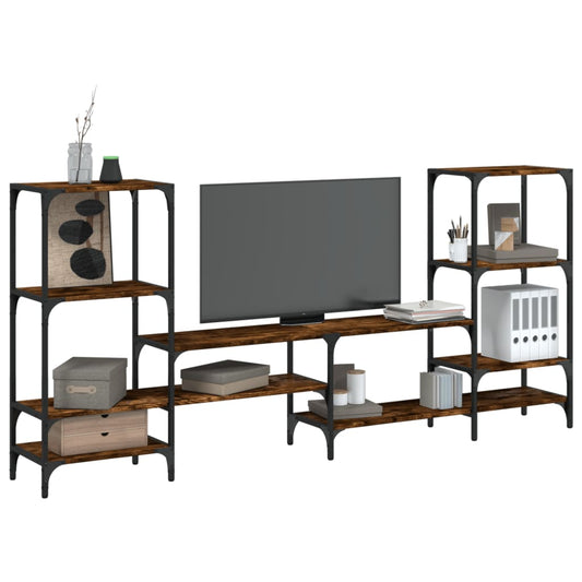 Meuble TV chêne fumé 206,5x28,5x95 cm matériau bois