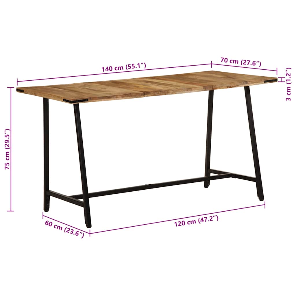 Esstisch 140x70x75 cm Massivholz Mango