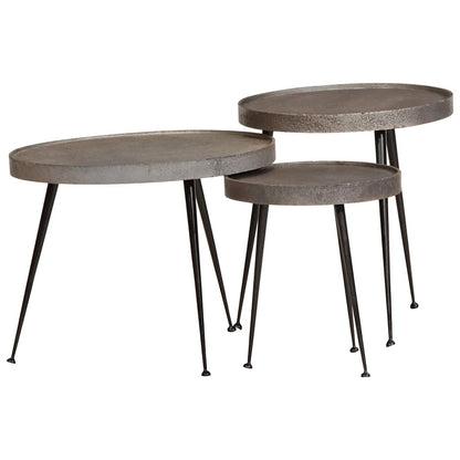 Couchtisch 3 Stk. Silbern Holzwerkstoff