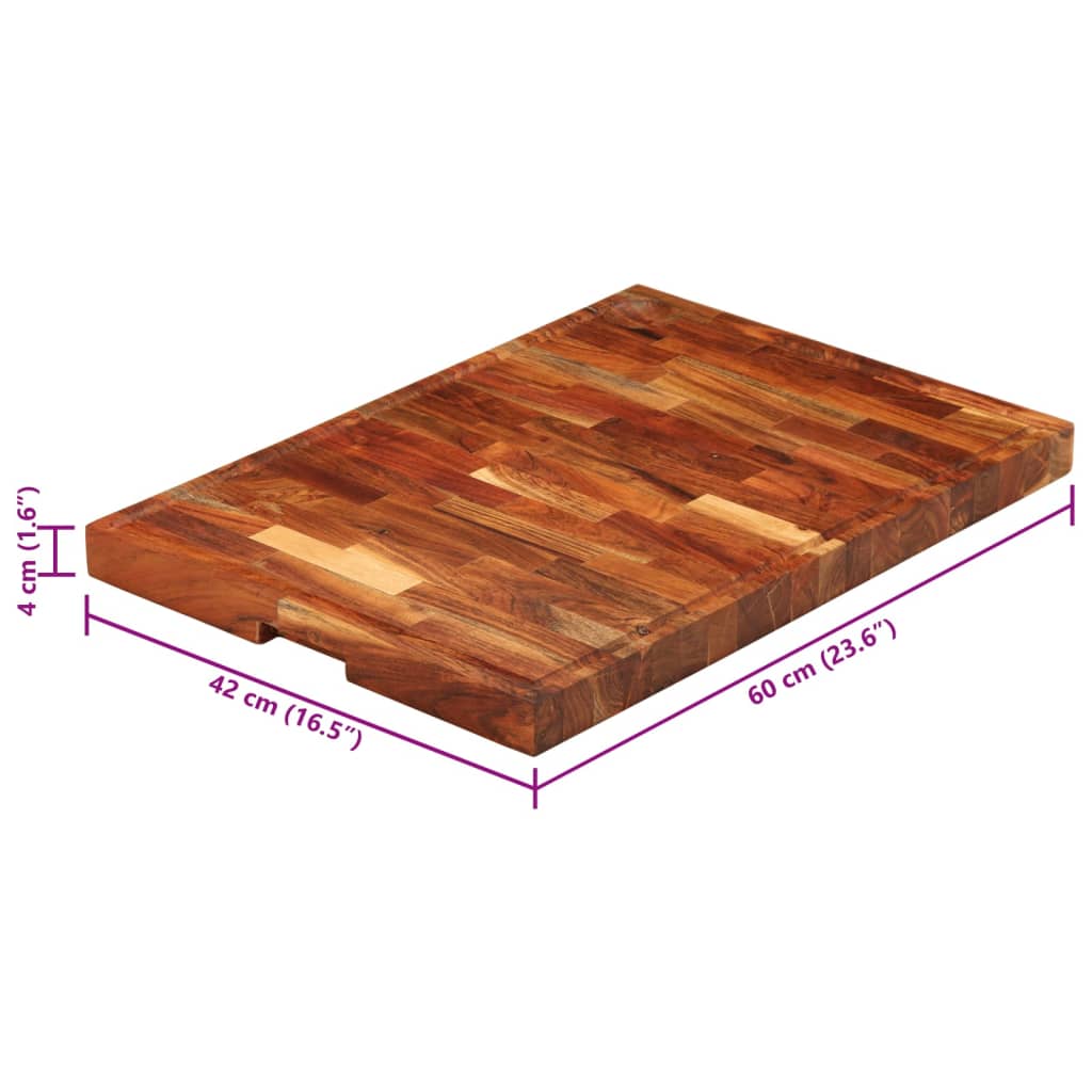 Schneidebrett 60x42x4 cm Massivholz Akazie