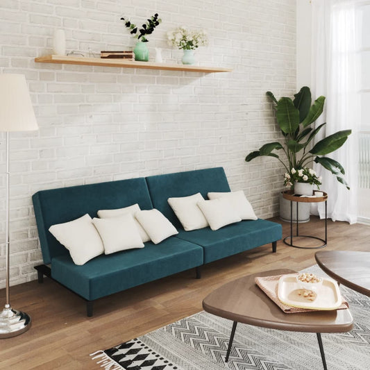 Sofa Bed 2-Seater Blue Velvet