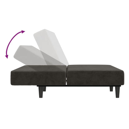 Schlafsofa 2-Sitzer Dunkelgrau Samt