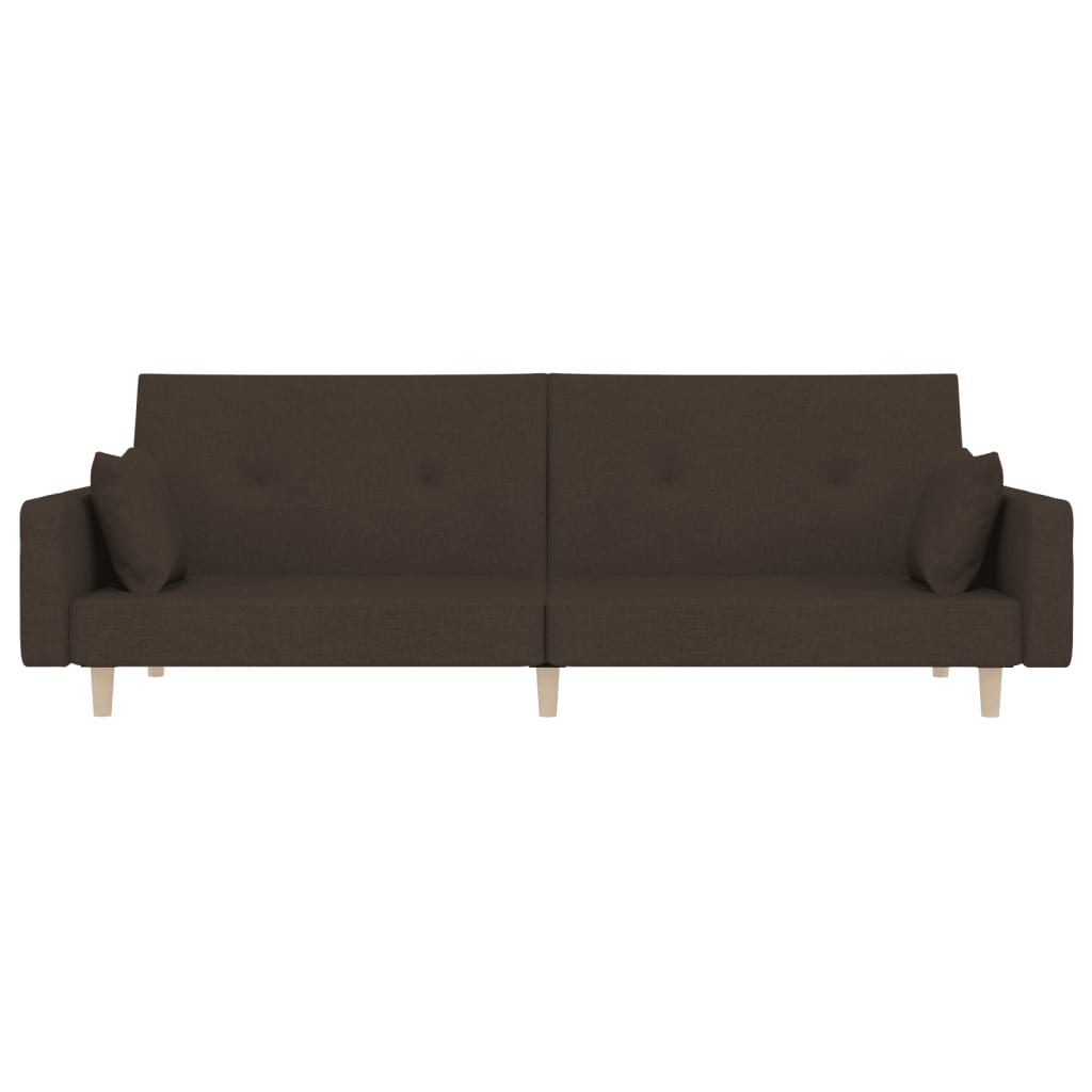 Schlafsofa 2-Sitzer mit 2 Kissen Dunkelbraun Stoff