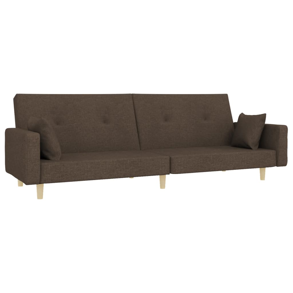 Schlafsofa 2-Sitzer mit 2 Kissen Taupe Stoff