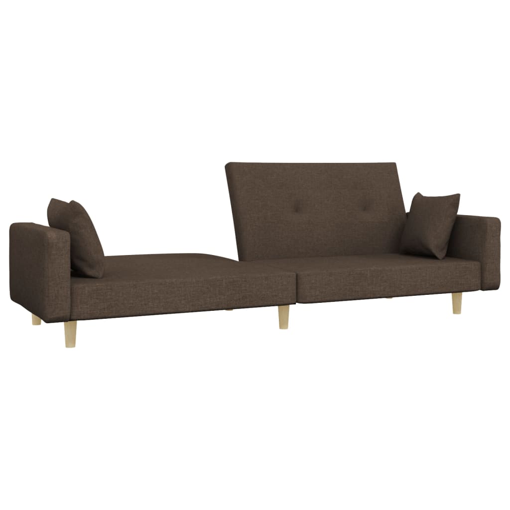 Schlafsofa 2-Sitzer mit 2 Kissen Taupe Stoff