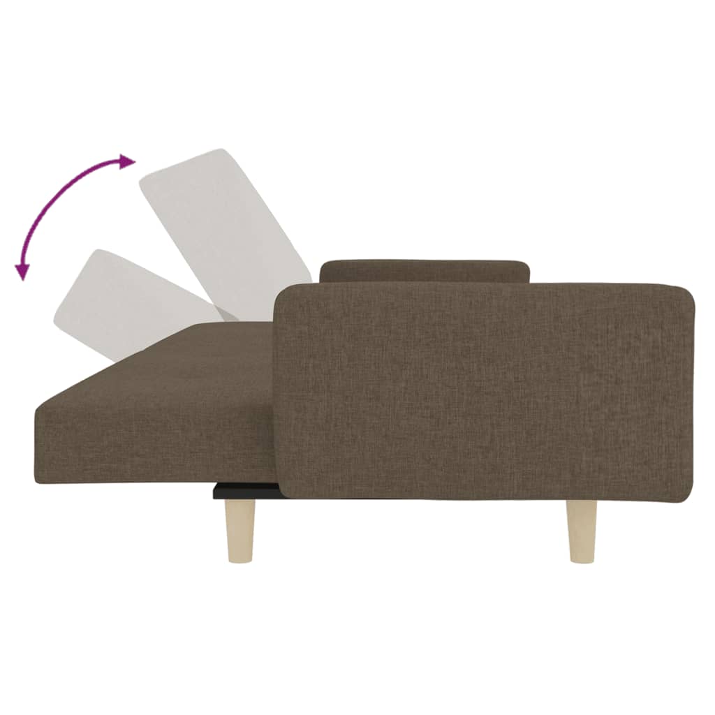 Schlafsofa 2-Sitzer mit 2 Kissen Taupe Stoff