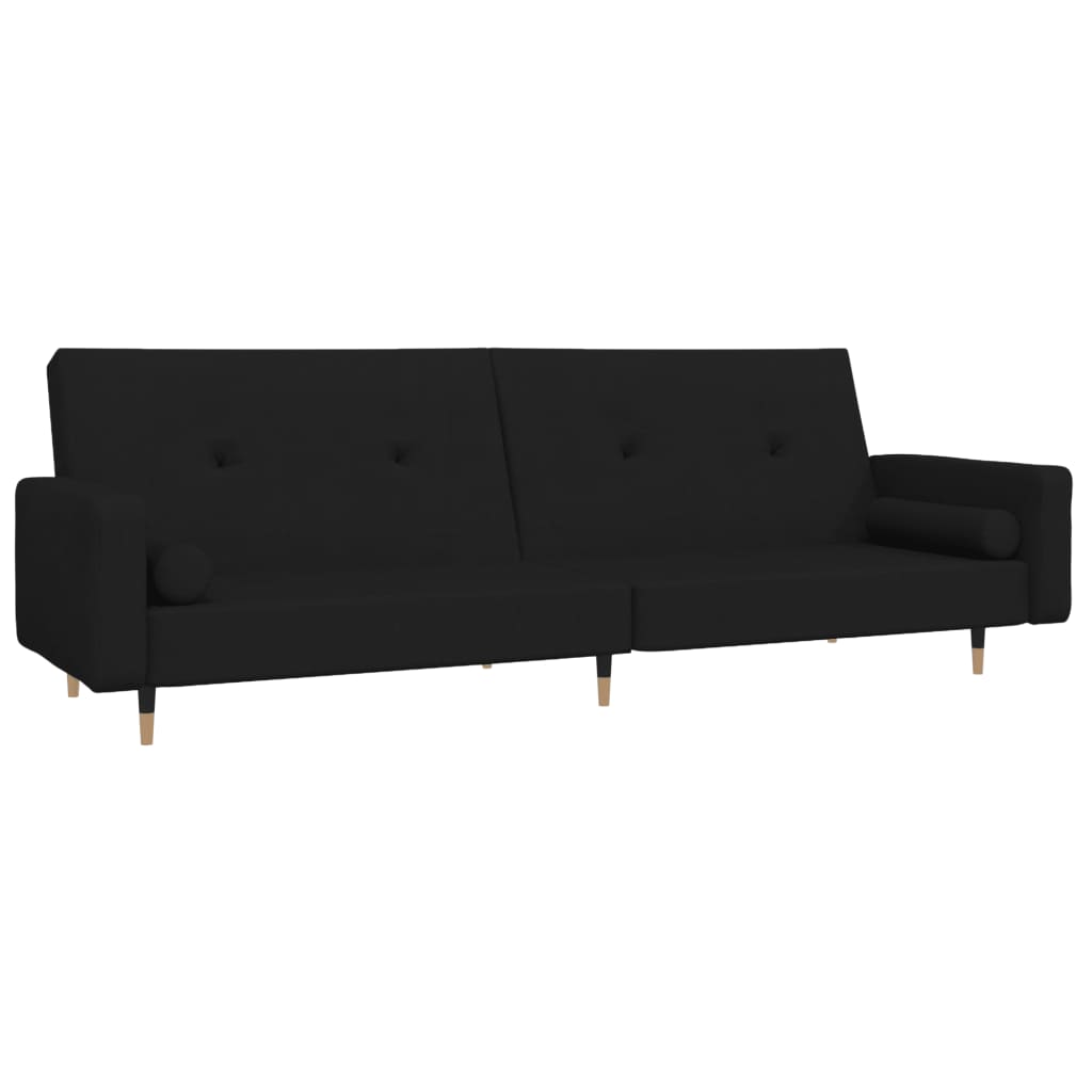 Schlafsofa 2-Sitzer mit 2 Kissen Schwarz Samt