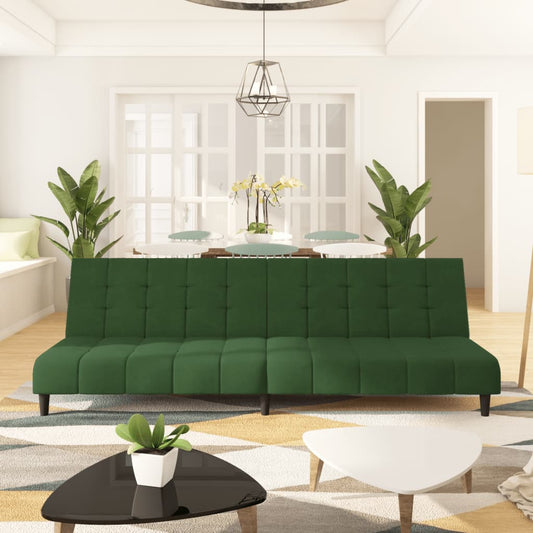 Canapé lit 2 places velours vert foncé