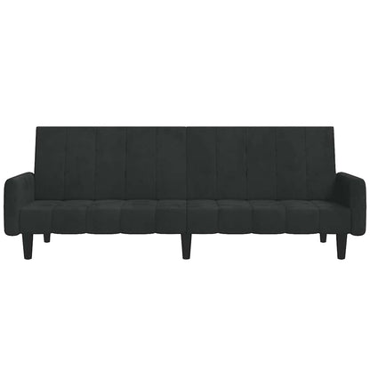 Schlafsofa 2-Sitzer Schwarz Samt