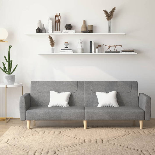 Canapé lit 2 places tissu gris clair