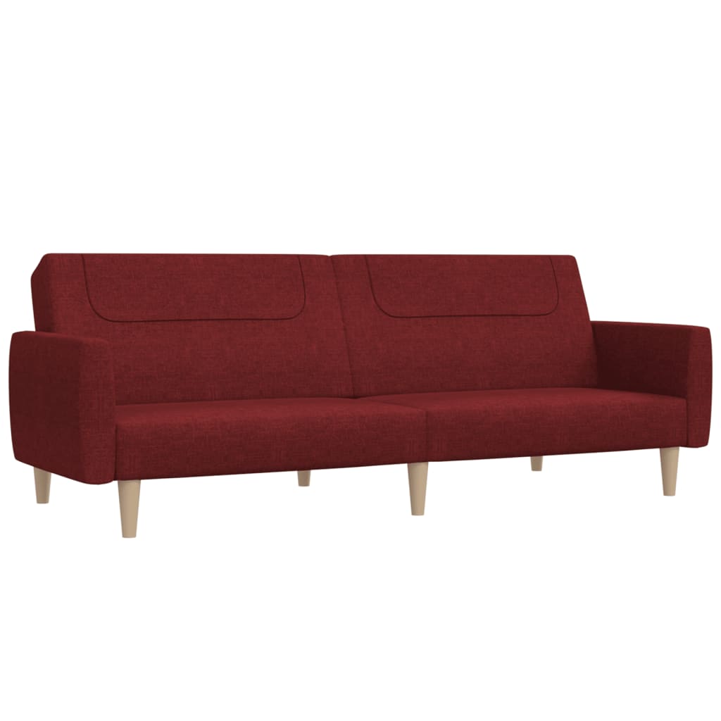 Canapé lit 2 places tissu rouge vin