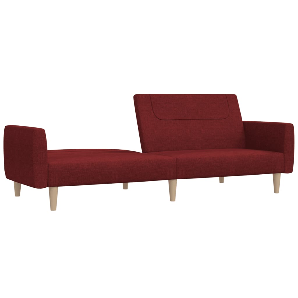 Canapé lit 2 places tissu rouge vin